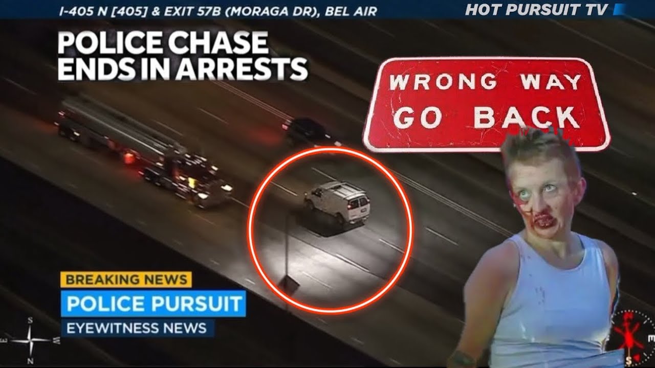 Police Pursuit Suspect Driving Wrong Way on 405 Freeway Crash Head ON ...