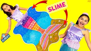 We made the World's first SLIME Mermaid Tail Art ?‍️ Elmers what if challenge!