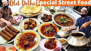 Old Delhi NonVeg Food Heaven | Jama Masjid Street Food | Purani Delhi Mutton Nihari Korma Stew Etc