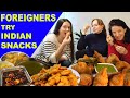 Foreigners try indian food first samosa pakora golgappe   indian food reaction  finland 