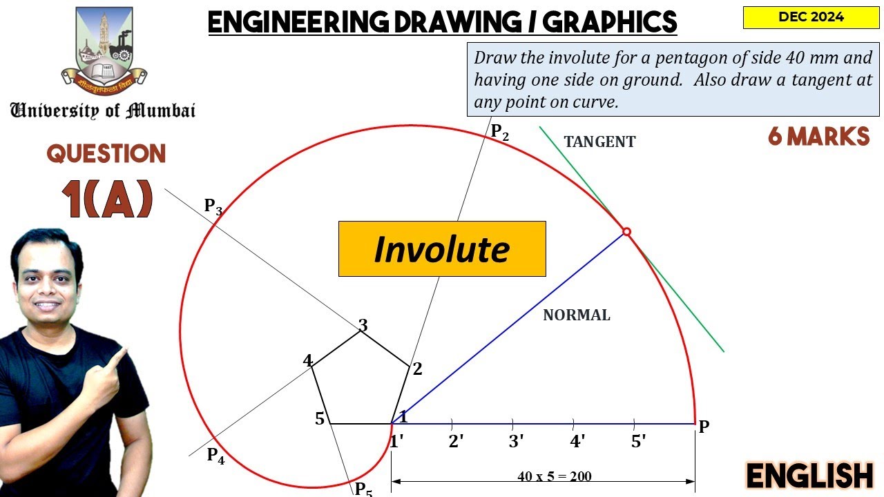 Engineering Graphics Involutes Mumbai University | Dec 2024 | Engineering Graphics | PYQ | Q1a ...