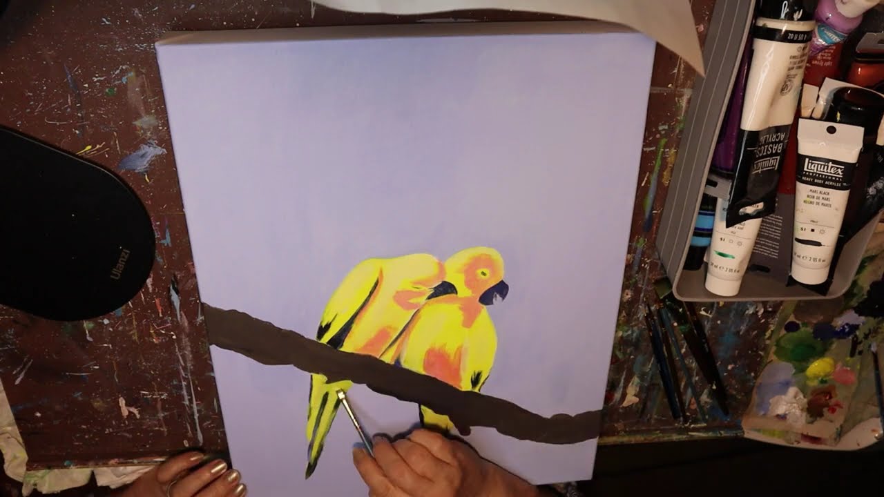 Beautiful Love Birds Acrylic Painting