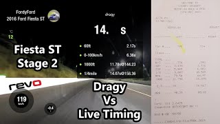 Fiesta ST Revo Stage 2 14.XXX 1/4 Mile | Dragy vs Live Timing