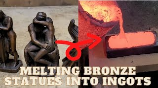 Melting bronze statues - Devil Forge - Bronze ingots
My neighbors asked me to melt some bronze statues into bars. I scrapped them beacuase they where filled with sand. Afterwards I melted them en cast som nice bronze bars. I also used some video material from my neighbours.
Thanks for watching!
If you liked this video, please give it a thumbs up, leave a comment and do not forget to subscribe!
See you next week!
The Furnaces I use: FB1SB Devil Forge 4kg
The self made 10kg furnace I use with devil forge DFC burner: https://www.youtube.com/watch?v=XjRe3TLbt7c
The lifter tong I use: https://www.youtube.com/watch?v=MLS2xmILPrY&t=375s
I edit my videos with: Videopad video editor
Help support my channel, buy official merchandise!
https://teespring.com/metalscrapper
Disclaimer: Please be aware that working with hot liquid metals is very dangerous! Do not try this at home if you do not exactly know what you do. I have done a lot of preparation and informed myself before I did my first pour.
If you do so, make sure to wear proper personal protection gear like a full face shield, a respirator, a dusk mask, fire retarding clothing or a leather apron, good protective and heat resistant gloves and leather boots. Make sure to work safe and use proper foundry tools.
Finally enjoy the hobby! Melting bronze statues - Devil Forge - Bronze ingots