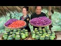 How to cook colored sticky rice and stuffed squash in a large oven, Cook, Vàng Hoa