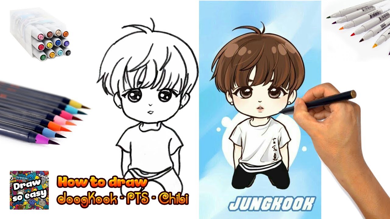 Vẽ Chibi Joogkook Bts Hàn Quốc | How To Draw Joogkook Korea Idol - Youtube