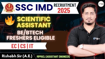 IMD Recruitment | Scientific Assistant | BE/BTech Freshers Eligible | Rishabh Sir (A.E.) #ssc