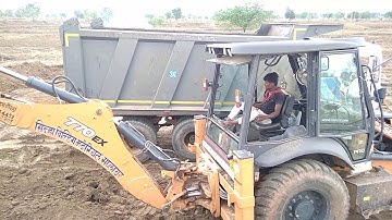 cese 770 ex Two JCB Backhoe Working On Difficult Place - JCB Making Drain on Road to Install loading