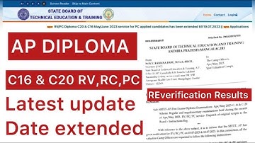 AP DIPLOMA C20 & C16 RV, PC LATEST UPDATE | REVERIFICATION RESULTS 2023