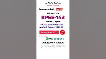 BPSE 142 Solved Assignment PDF 2024-25 in English, BAPSH program BPSE-142 Solved assignments