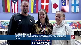 Emma Cadwell wins Holt's first individual bowling state championship