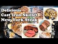 Cooking steak using cast iron skillet | Juicy New York Steak | Delicious Steak