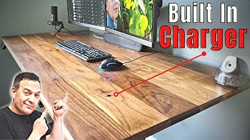 Modern Walnut Standing Desk | Hidden Phone Charger