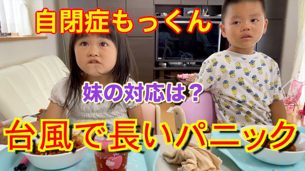 【自閉症】パニックが台風の影響で長い？兄を心配する４歳の妹の優しさ？気遣い？