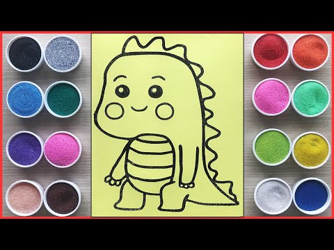 Video Tô màu tranh cát và vẽ khủng long xanh đáng yêu - Sand... - youtube