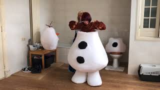 Putting on my Olaf Cosplay Mascot Costume