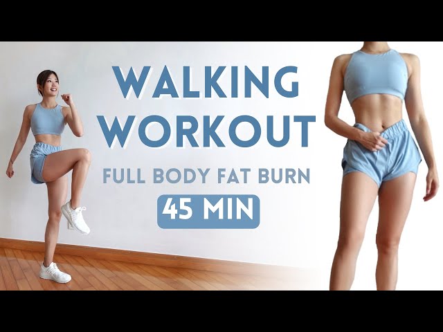 45 MIN WALKING CARDIO WORKOUT | Intense Full Body Fat Burn at Home ~ Emi class=