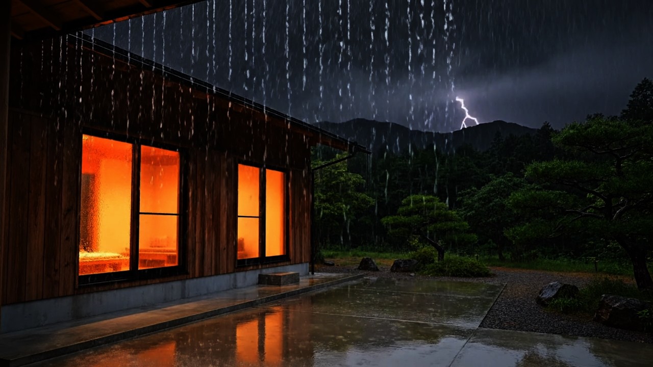 Fast Sleep in 3 Minutes: Heavy Rain on Metal Roof & Soft Thunder for Insomnia (1 Hour) HD