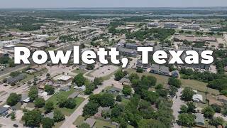 Downtown Rowlett Texas Aerial Push-In Shot