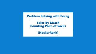Famous HackerRank Problem Solving in JavaScript   Sales by Match   Counting Pairs of Socks 👣 Profile
