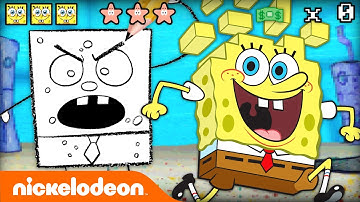 SpongeBob Escapes DoodleBob In 8-Bit Video Game Adventure! 🎮 | Nicktoons