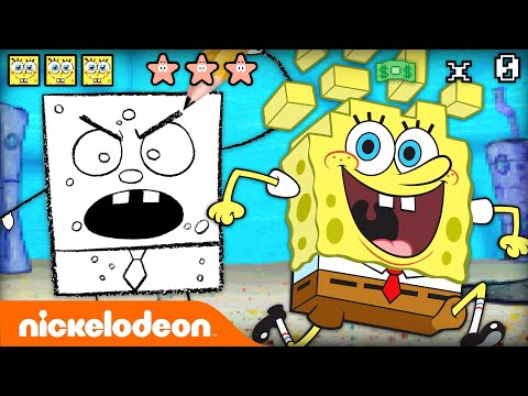 SpongeBob Escapes DoodleBob In 8-Bit Video Game Adventure! 🎮 | Nickelodeon Cartoon Universe