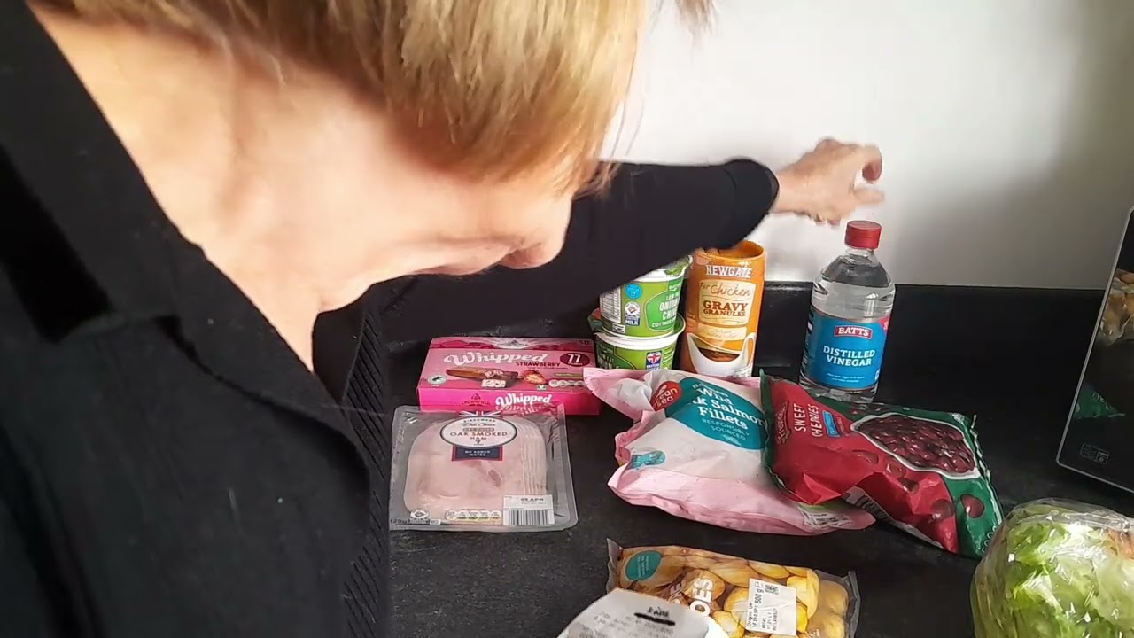 Three grocery shops (B&M, Asda and Lidl) plus the food I made with the yellow sticker items.