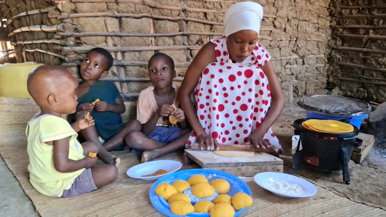 Our Youngest Organic  Mom  Cooks Delicious Village Food Carrot Bread With Beans Curry For Lunch