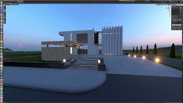Archviz Pool House exterior render by Blender Cycles and eevee Part 3 viewport 4K