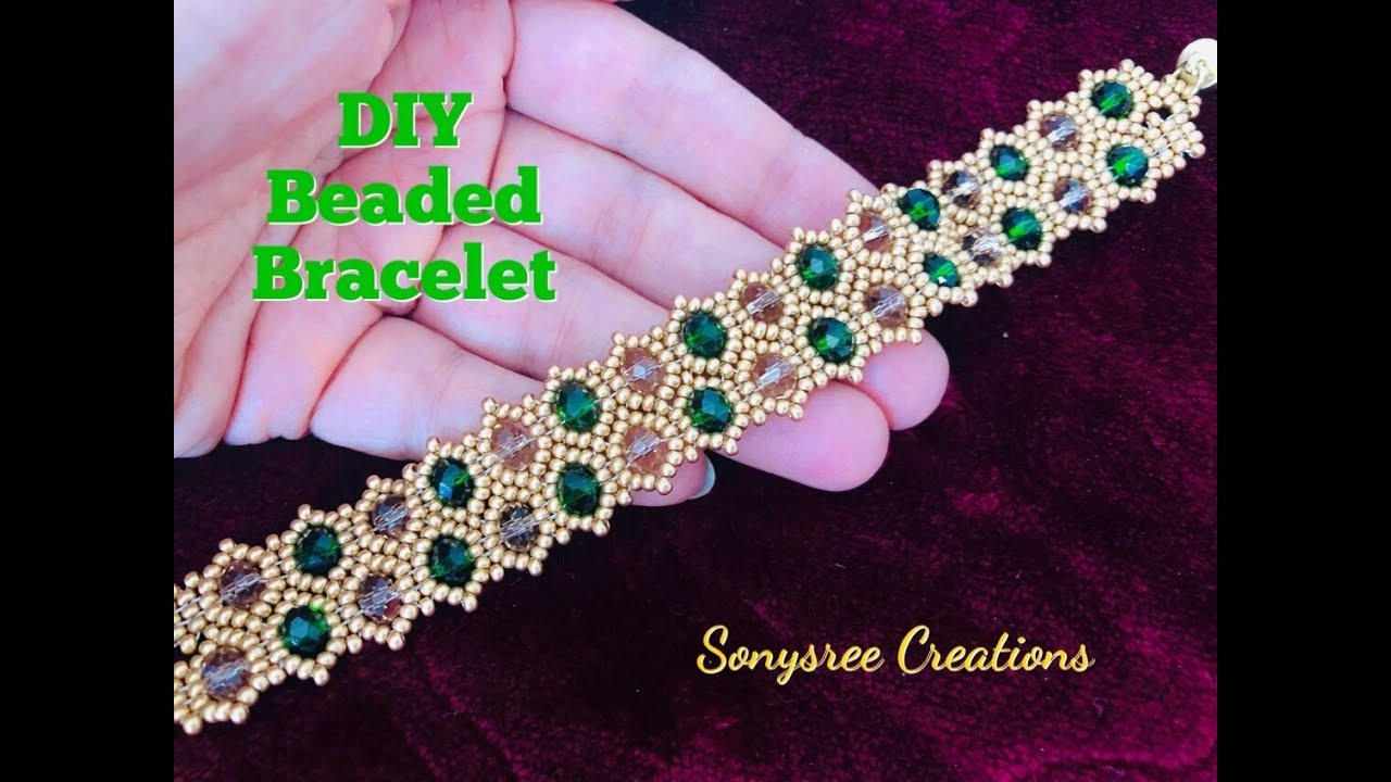 Emerald Beaded Bracelet. DIY Beaded Bracelet.How to make beaded Bracelet