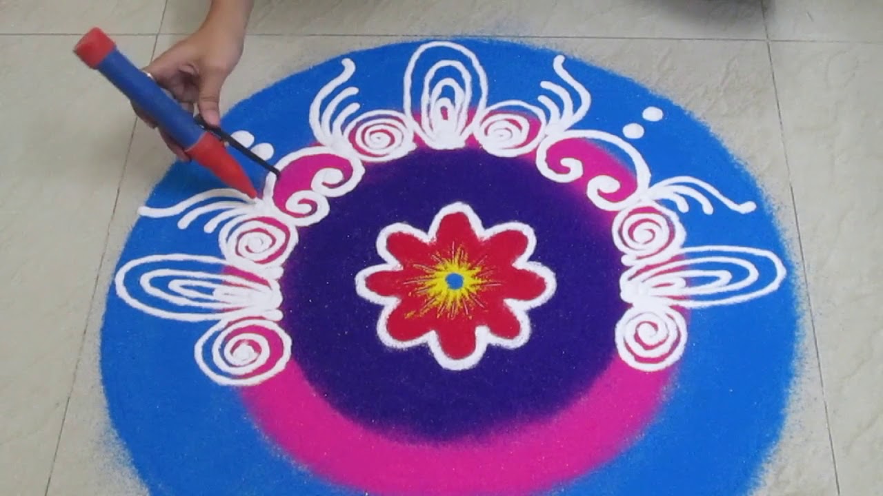 Diwali special Easy and beautiful rangoli - YouTube