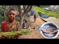 tribe old grandma cooking DRUMSTICK with FISH CURRY and eating || traditional lifestyle of tribe man