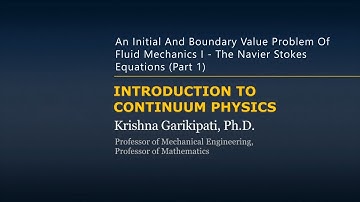 An Initial and Boundary Value Problem of Fluid Mechanics — the Navier-Stokes Equations — L10 Pt. 1