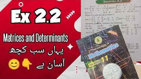 "Ex 2.2 Matrices & Determinants | Class 11 Maths | Sindh Board Complete Solution 🔥"