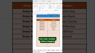 🔢 Automatic Order Number in Excel | Stop Manual Entry! #exceltips #excelfunclub #explore