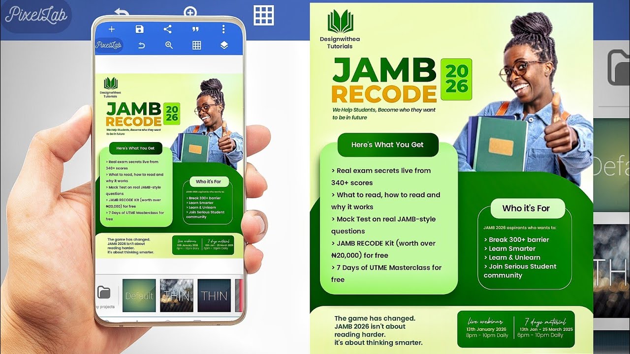 Create a Stunning Jamb Flyer Design In Pixellab || Smartphone Design ...