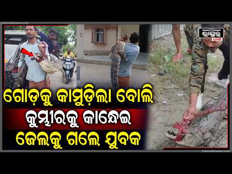 ଗୋଡ଼କୁ କାମୁଡି ଦେଲା ବୋଲି କୁମ୍ଭୀରକୁ କାବୁ କରି ଥାନାକୁ ନେଇଗଲେ ଯୁବକ
