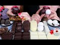 ASMR DARK + WHITE CHOCOLATE GOLF BALLS, MAGNUM ICE CREAM, OREO WAFER, MOCHI CUPS 먹방 | Kim&Liz ASMR