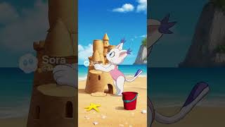 Gatomon makes a beautiful sand castle