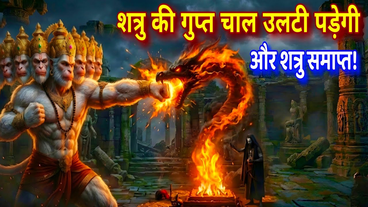 😱 शत्रु की चाल उलटी पड़ेगी! 11 मुखी हनुमान ज्वाला अग्नि भस्म रक्षा कवच मंत्र: shatru nashak mantra