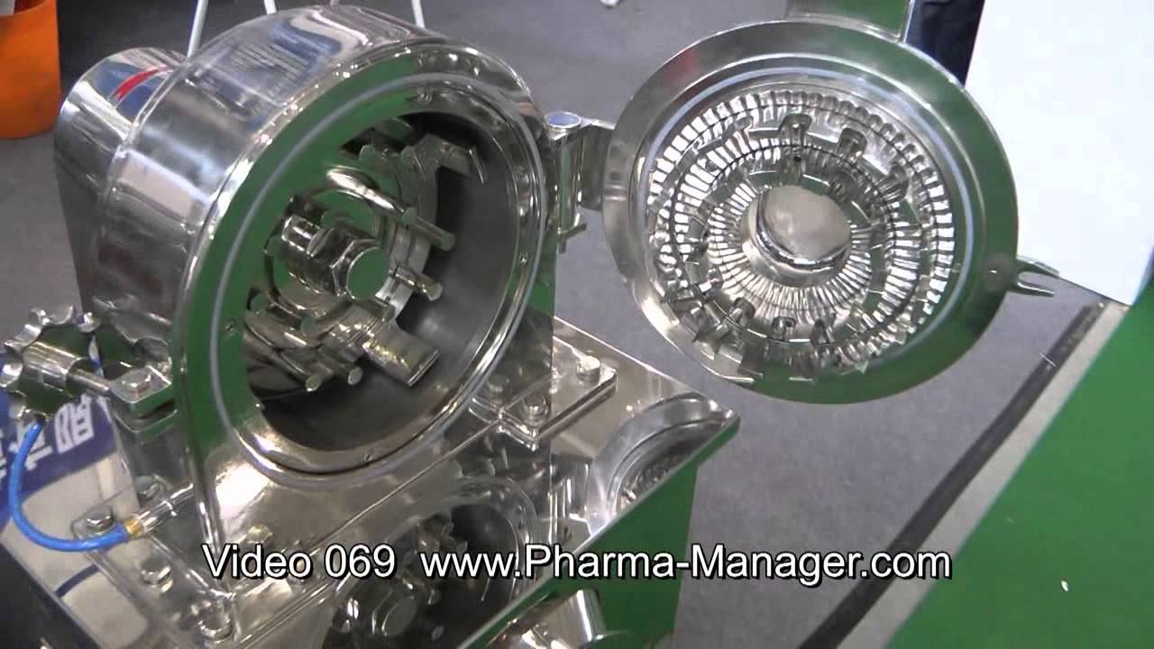 Pharmaceutical grinders of powder, mill, crusher for production. Video