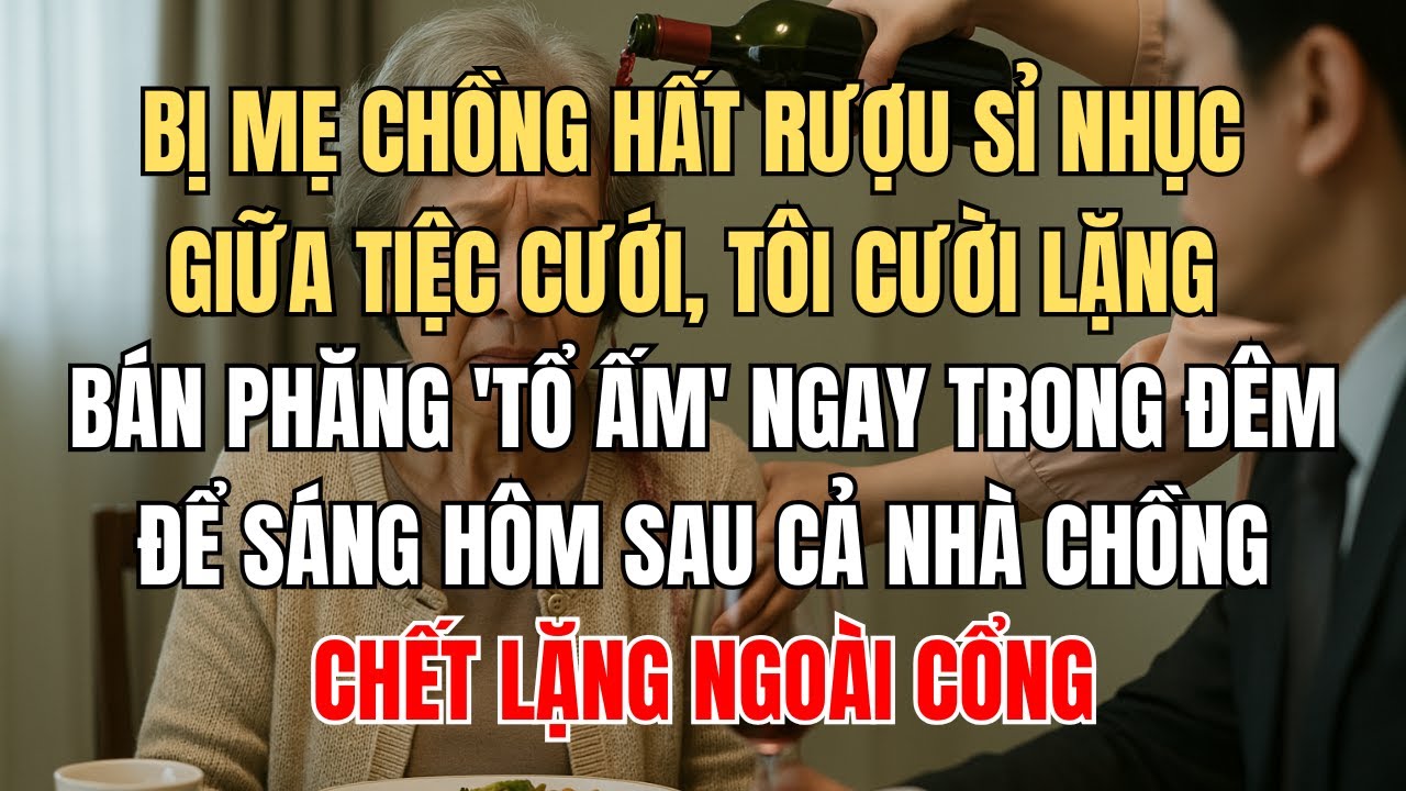 Bị mẹ chồng hất rượu sỉ nhục giữa tiệc cưới, tôi cười lặng bán phăng 'tổ ấm' ngay trong đêm, để sáng