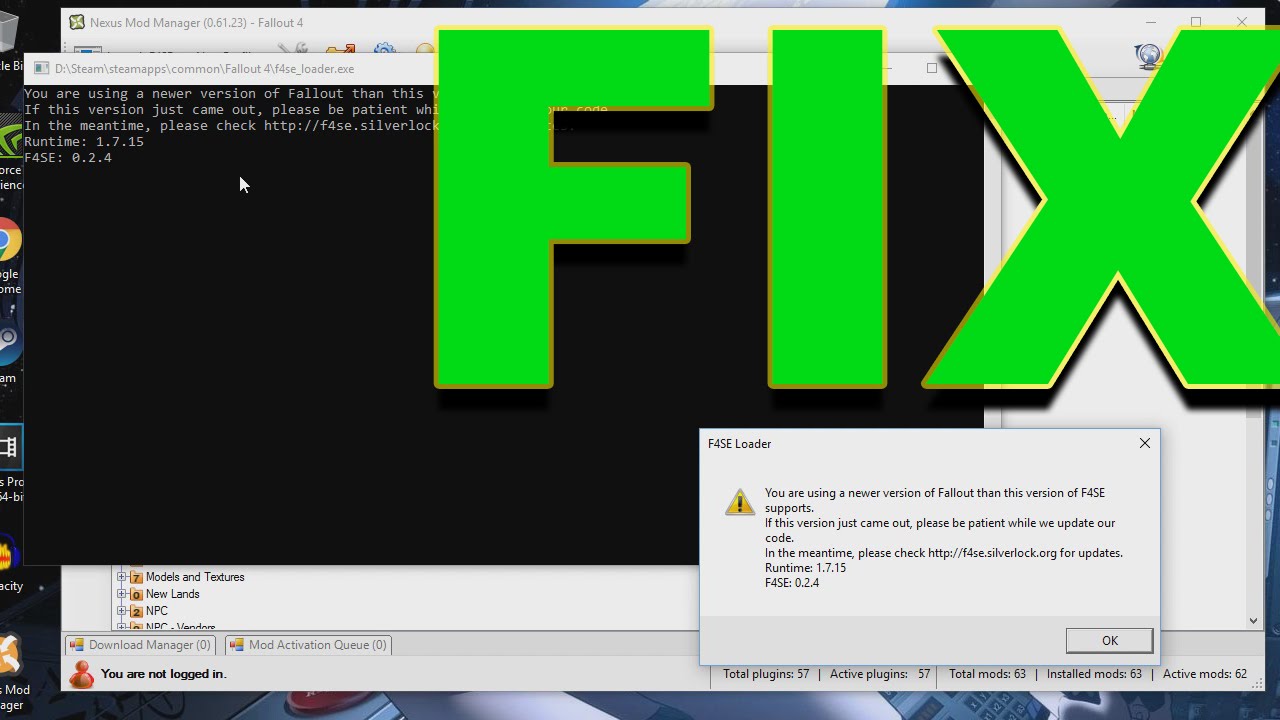 -FIX- Fallout 4 F4SE runtime 1.7.22 UPDATED FIX (Links In Description