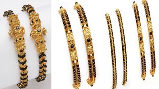 Gold black beads bangles || 22k black beads bangles design