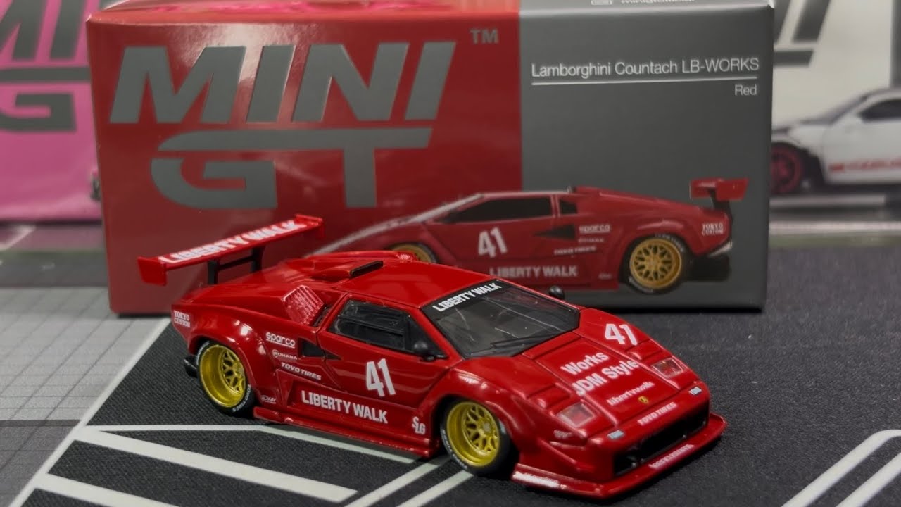 Lamborghini Countach LB Works Red by MiniGT - YouTube