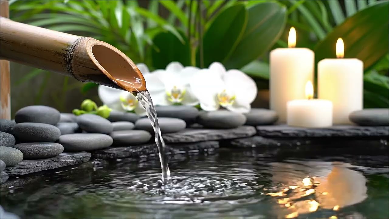 Deep Relaxation & Stress Relief Meditation Music | Calm Mind, Peaceful Night.Soothing Bamboo Water 💧