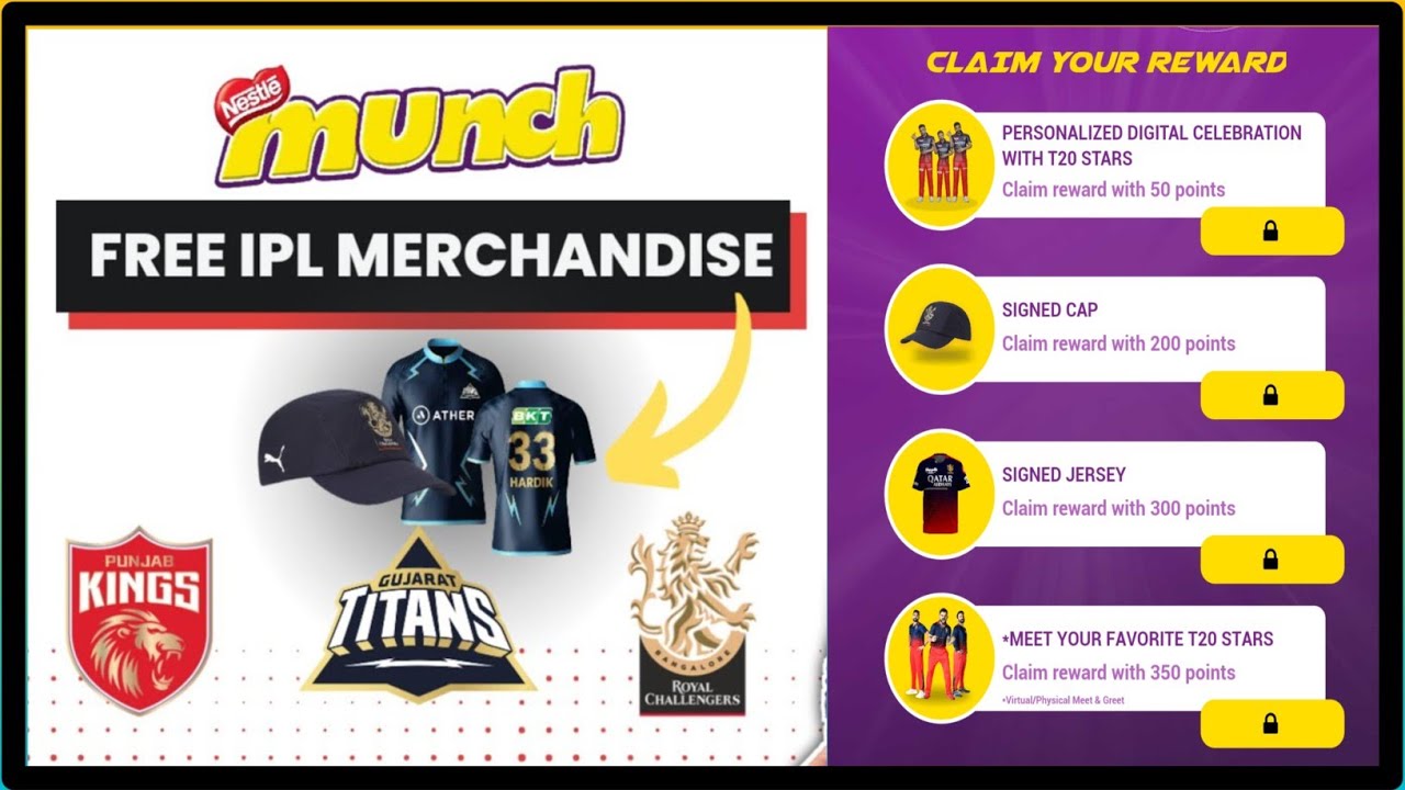 Munch Free IPL Merchandise Loot Offer | Score Runs And Get Free Tshirt, Cap