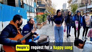 Performing happy music on the street for people (shohreh Cover)