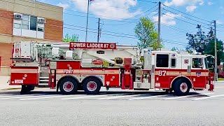 FDNY ENGINE 167 & **BRAND NEW 2023 FDNY TOWER LADDER 87** RESPONDING FROM QUARTERS IN STATEN ISLAND.