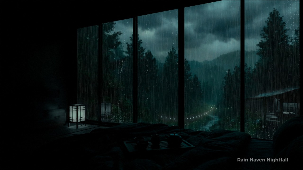 Темная спальня: дождь и фортепиано | Спокойная атмосфера перед сном